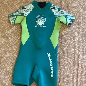 Girls green and blue short sleeve wet suit
